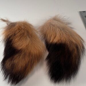Brown and reddish cream, fox tails. (2) 7” length